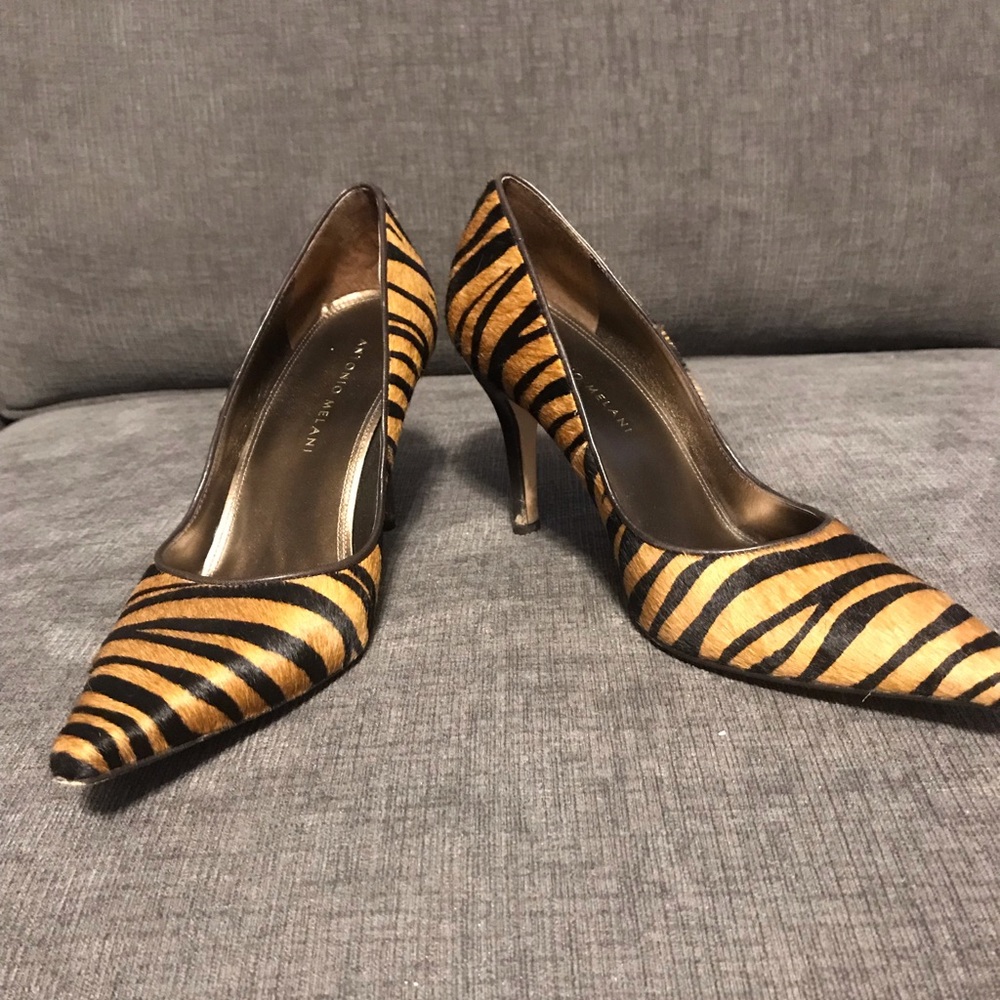 Antonio Melani Faux-Tiger Stripe Pointed Heels